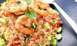 Mediterranean shrimp rice salad